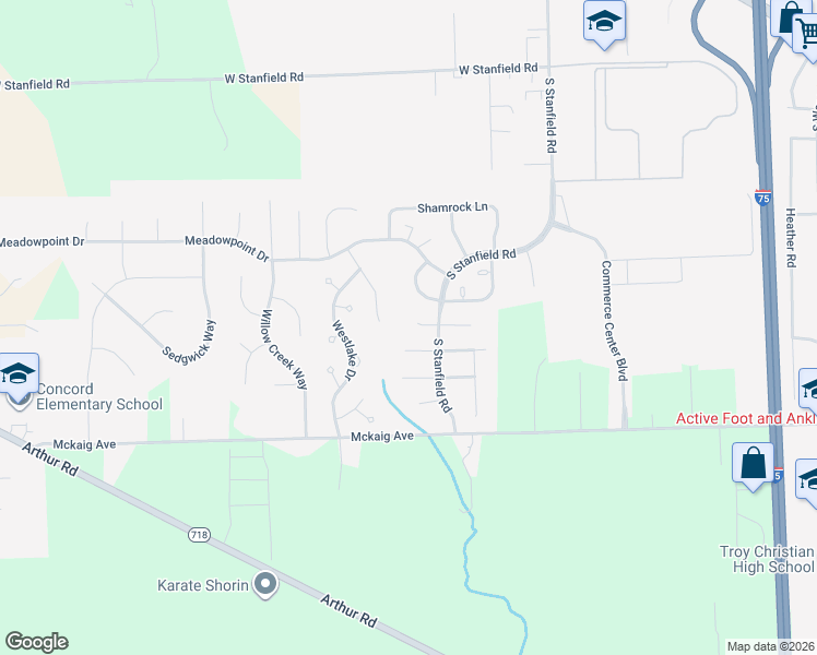 map of restaurants, bars, coffee shops, grocery stores, and more near 2380 Patterson Lane East in Troy