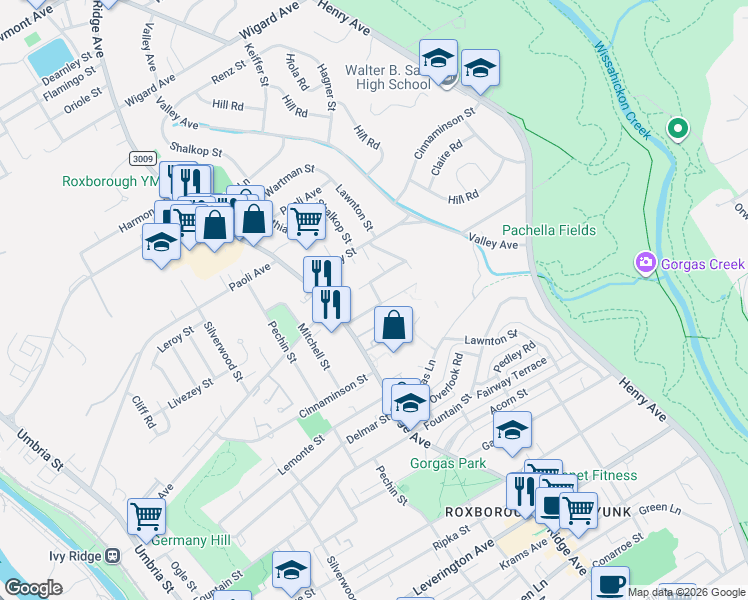 map of restaurants, bars, coffee shops, grocery stores, and more near 532 Fairthorne Avenue in Philadelphia