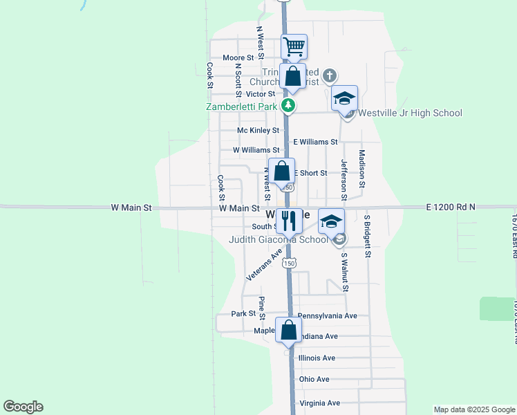 map of restaurants, bars, coffee shops, grocery stores, and more near 100 Bowman Street in Westville