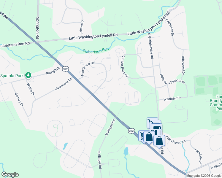 map of restaurants, bars, coffee shops, grocery stores, and more near 403 Pinebrooke Circle in Downingtown