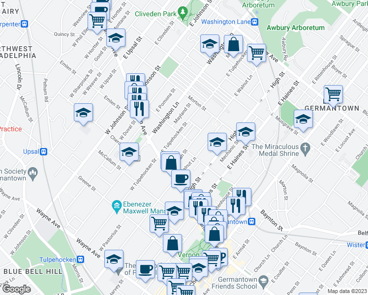 map of restaurants, bars, coffee shops, grocery stores, and more near 77 Herman Street in Philadelphia