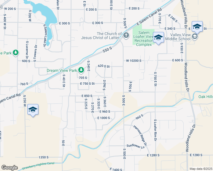 map of restaurants, bars, coffee shops, grocery stores, and more near 785 South 360 East in Salem