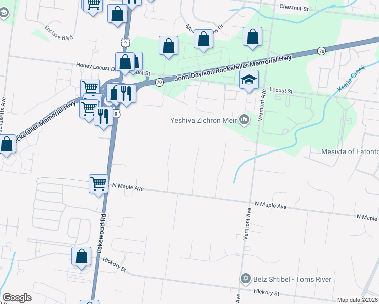 map of restaurants, bars, coffee shops, grocery stores, and more near 1931 Fiddlers Run in Toms River