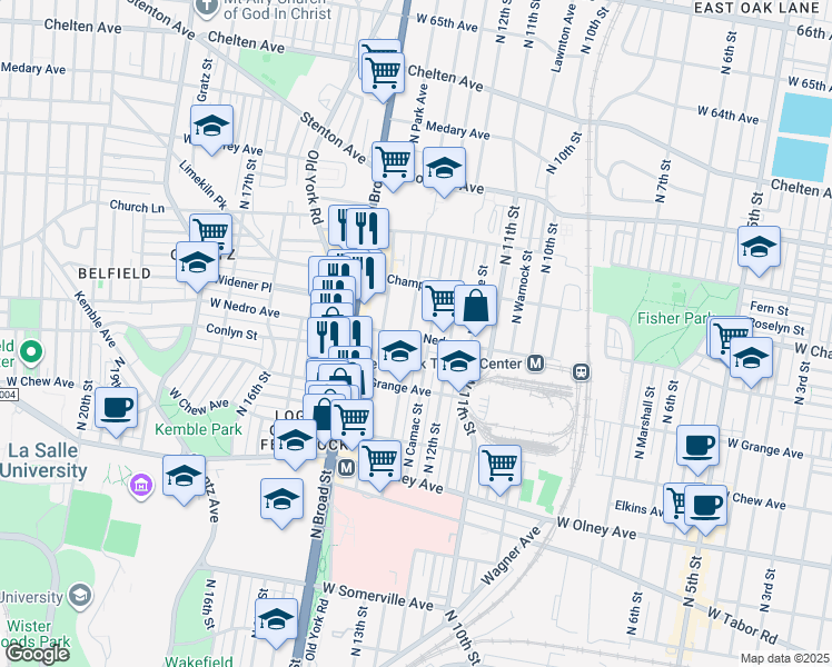 map of restaurants, bars, coffee shops, grocery stores, and more near 3140 North 29th Street in Philadelphia