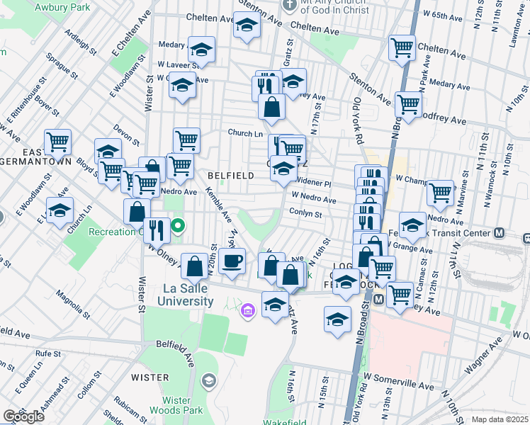 map of restaurants, bars, coffee shops, grocery stores, and more near 1846 Conlyn Street in Philadelphia