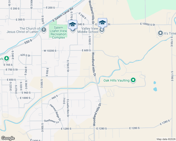 map of restaurants, bars, coffee shops, grocery stores, and more near 843 East 820 South in Salem