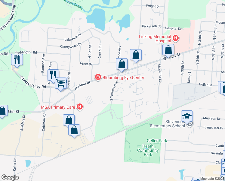 map of restaurants, bars, coffee shops, grocery stores, and more near 168 South Terrace Avenue in Newark