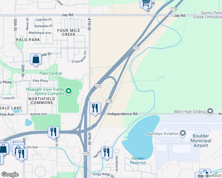 map of restaurants, bars, coffee shops, grocery stores, and more near 3773 Canfield Street in Boulder