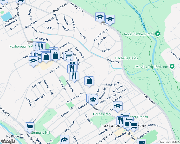 map of restaurants, bars, coffee shops, grocery stores, and more near 562 Fairthorne Avenue in Philadelphia