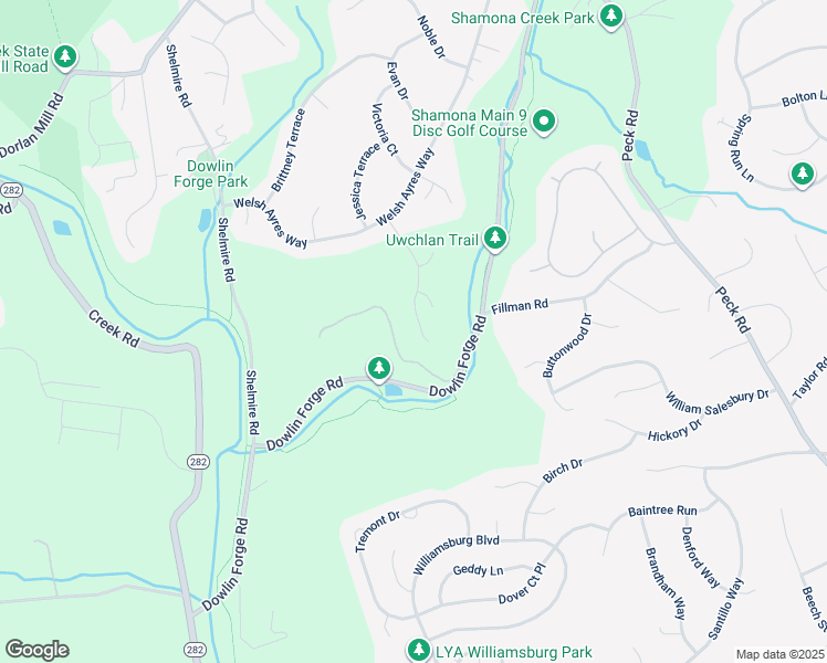 map of restaurants, bars, coffee shops, grocery stores, and more near 1000 Kimberly Lane in Downingtown