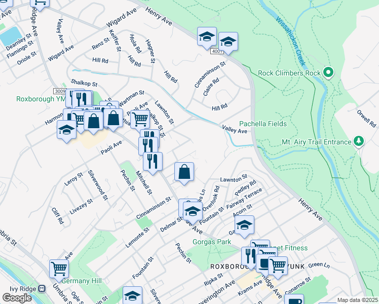 map of restaurants, bars, coffee shops, grocery stores, and more near 572 Fairthorne Avenue in Philadelphia