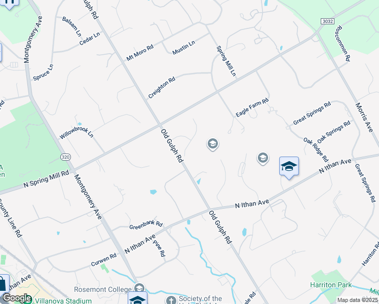 map of restaurants, bars, coffee shops, grocery stores, and more near 1415 Lanes End in Villanova