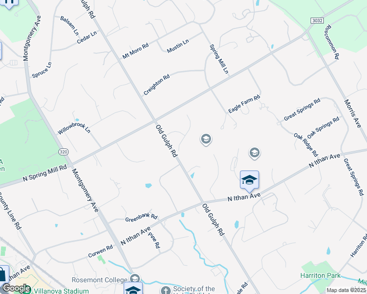 map of restaurants, bars, coffee shops, grocery stores, and more near 1415 Lanes End in Villanova