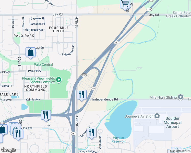 map of restaurants, bars, coffee shops, grocery stores, and more near 3773 Canfield Street in Boulder