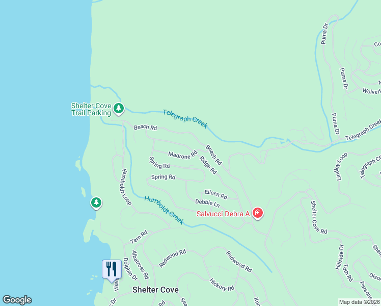 map of restaurants, bars, coffee shops, grocery stores, and more near 911 Spring Road in Whitethorn