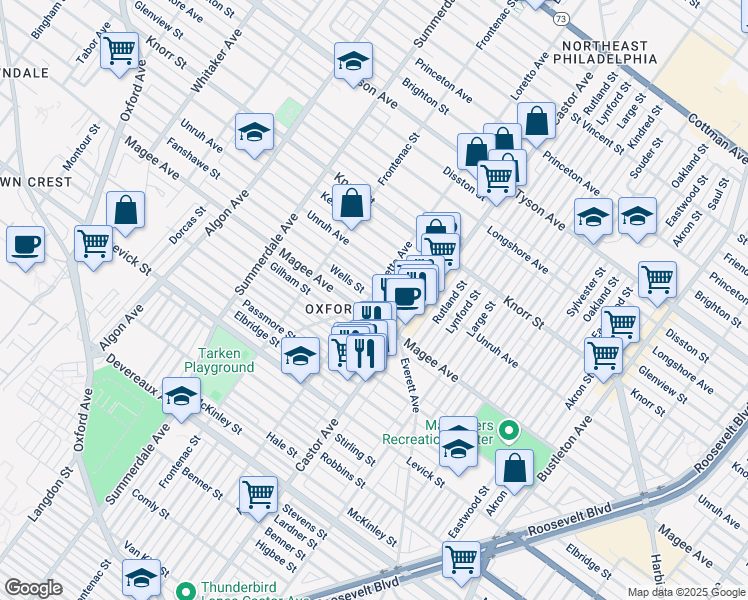 map of restaurants, bars, coffee shops, grocery stores, and more near in Philadelphia