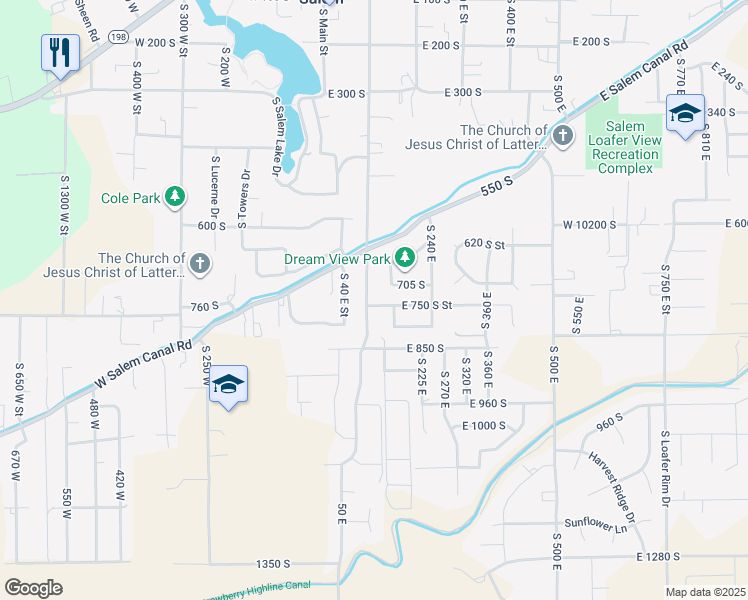 map of restaurants, bars, coffee shops, grocery stores, and more near 745 South 100 East in Salem