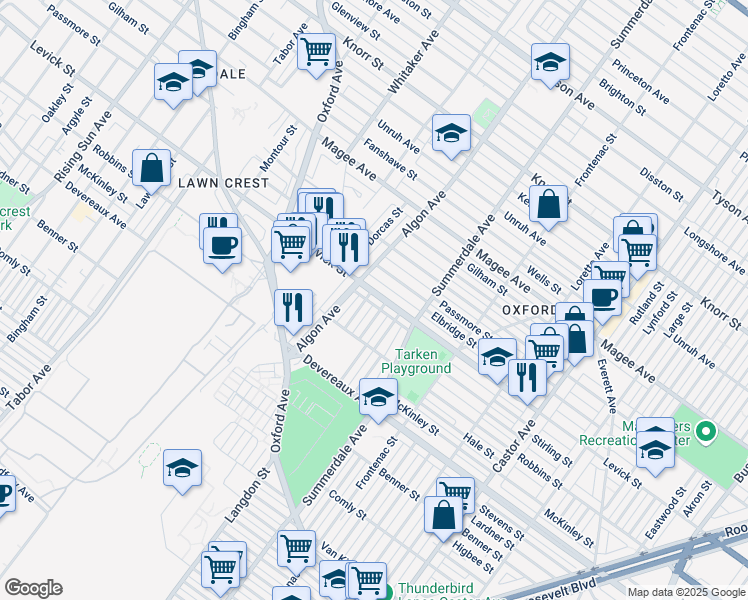 map of restaurants, bars, coffee shops, grocery stores, and more near 1016 Levick Street in Philadelphia