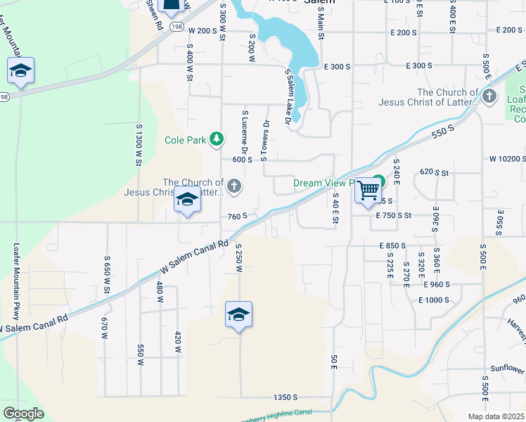 map of restaurants, bars, coffee shops, grocery stores, and more near 1421 South 180 East in Salem
