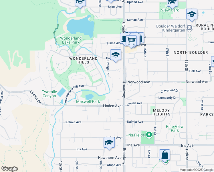 map of restaurants, bars, coffee shops, grocery stores, and more near 3778 Moffit Court in Boulder