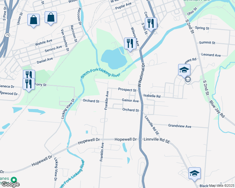map of restaurants, bars, coffee shops, grocery stores, and more near 90 Prospect Street in Newark