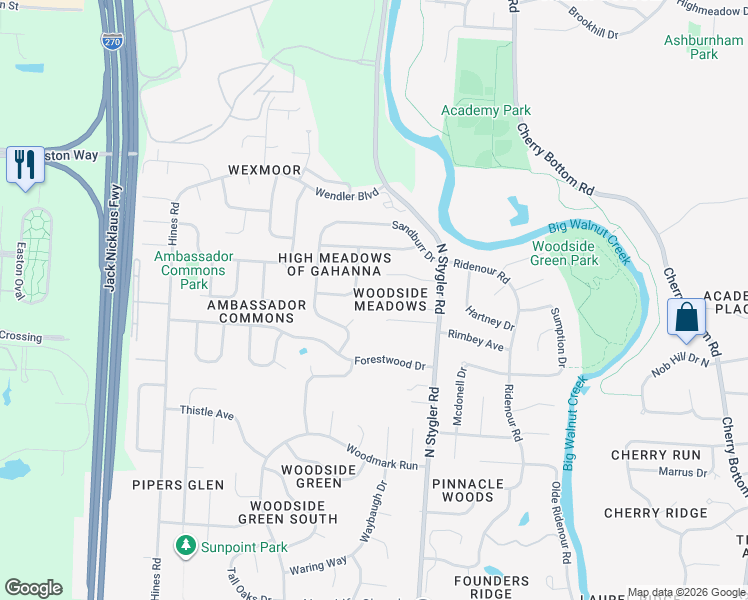 map of restaurants, bars, coffee shops, grocery stores, and more near 942 Timothy Drive in Columbus
