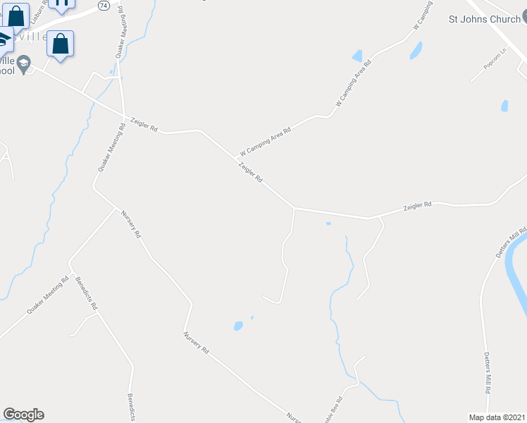 map of restaurants, bars, coffee shops, grocery stores, and more near 580 Zeigler Road in Dover
