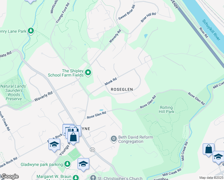 map of restaurants, bars, coffee shops, grocery stores, and more near 1320 Beaumont Drive in Montgomery County
