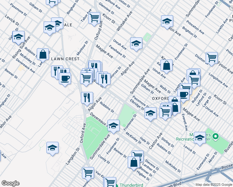 map of restaurants, bars, coffee shops, grocery stores, and more near 1033 Levick Street in Philadelphia
