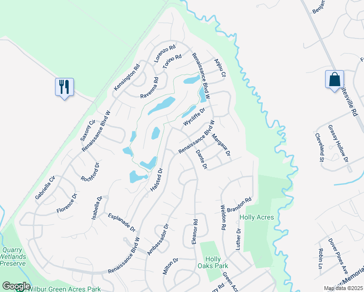 map of restaurants, bars, coffee shops, grocery stores, and more near 10 Chambord Court in Manchester Township