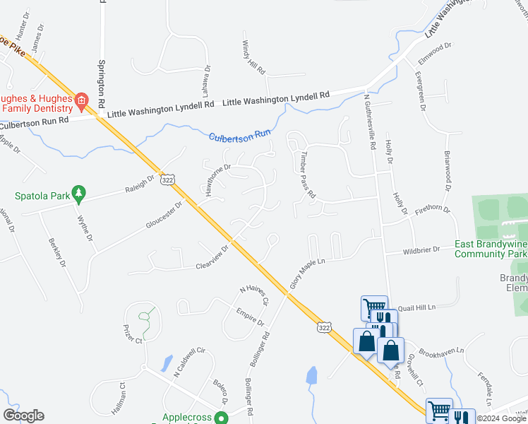 map of restaurants, bars, coffee shops, grocery stores, and more near 80 Canterbury Court in Downingtown
