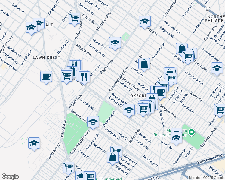 map of restaurants, bars, coffee shops, grocery stores, and more near 1200 Hellerman Street in Philadelphia