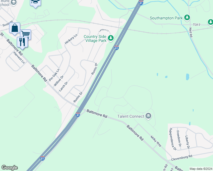 map of restaurants, bars, coffee shops, grocery stores, and more near 38 West Clarissa Drive in Shippensburg