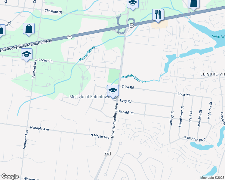 map of restaurants, bars, coffee shops, grocery stores, and more near 3 Belgian Hill Road in Lakewood Township