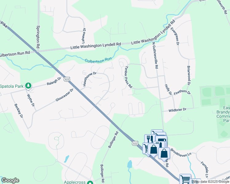 map of restaurants, bars, coffee shops, grocery stores, and more near 84 Canterbury Court in Downingtown
