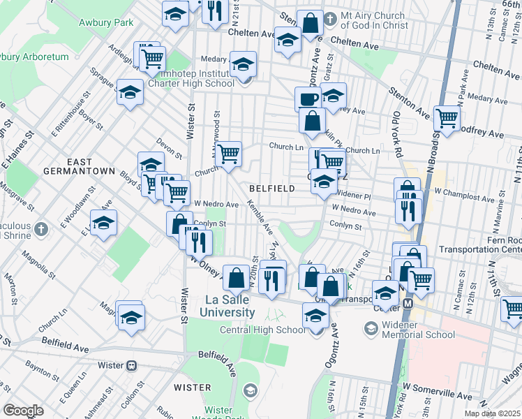 map of restaurants, bars, coffee shops, grocery stores, and more near 1956 Nedro Ave in Philadelphia