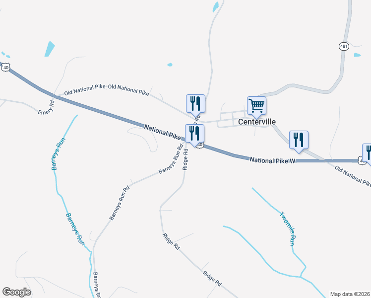 map of restaurants, bars, coffee shops, grocery stores, and more near 844 Ridge Road in Brownsville