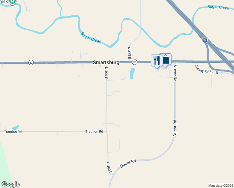 map of restaurants, bars, coffee shops, grocery stores, and more near 4069 Windwood Lane in Crawfordsville