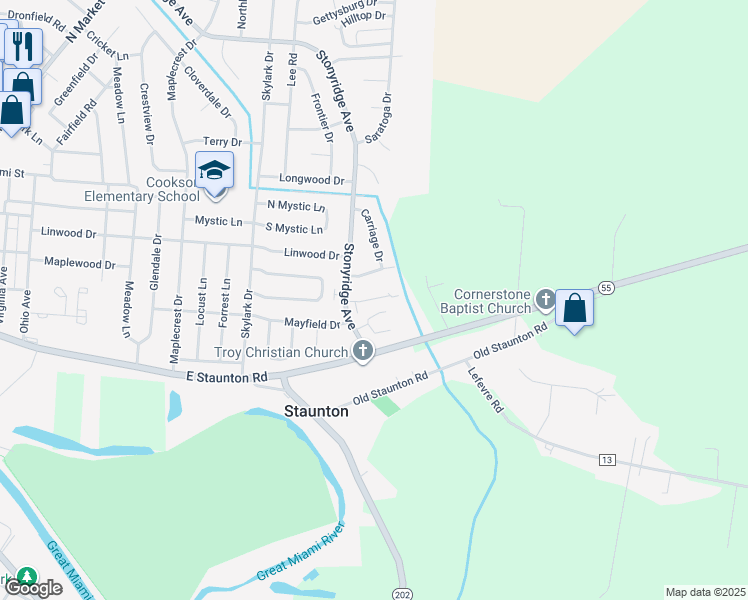 map of restaurants, bars, coffee shops, grocery stores, and more near 1321 Imperial Court in Troy