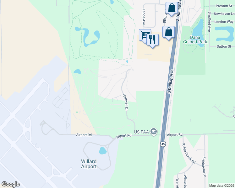 map of restaurants, bars, coffee shops, grocery stores, and more near 805 Hartwell Drive in Savoy