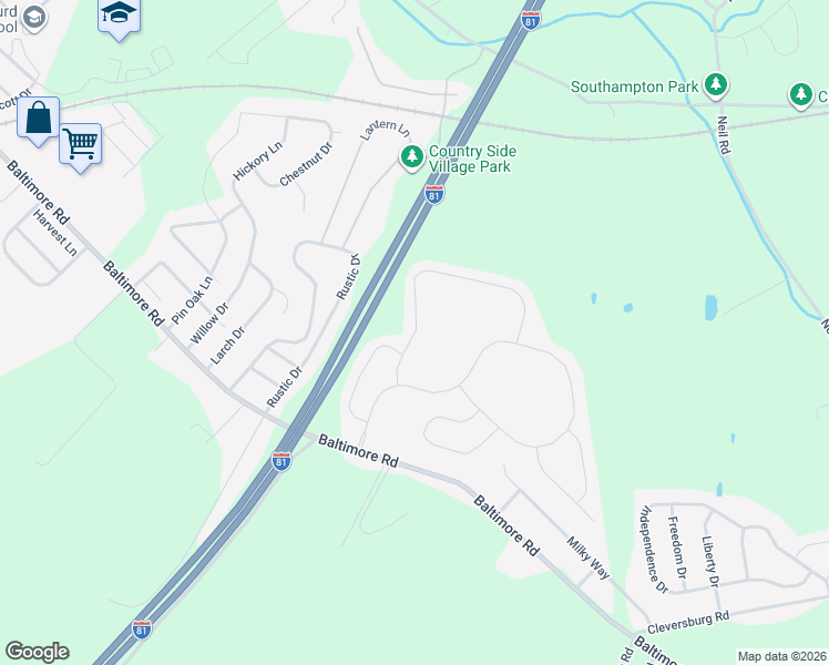 map of restaurants, bars, coffee shops, grocery stores, and more near 808 Southwood Drive in Shippensburg