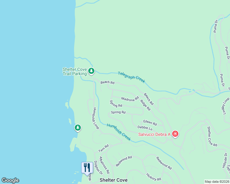 map of restaurants, bars, coffee shops, grocery stores, and more near 554-566 Ridge Road in Whitethorn