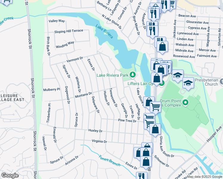 map of restaurants, bars, coffee shops, grocery stores, and more near 352 Georgia Drive in Brick Township