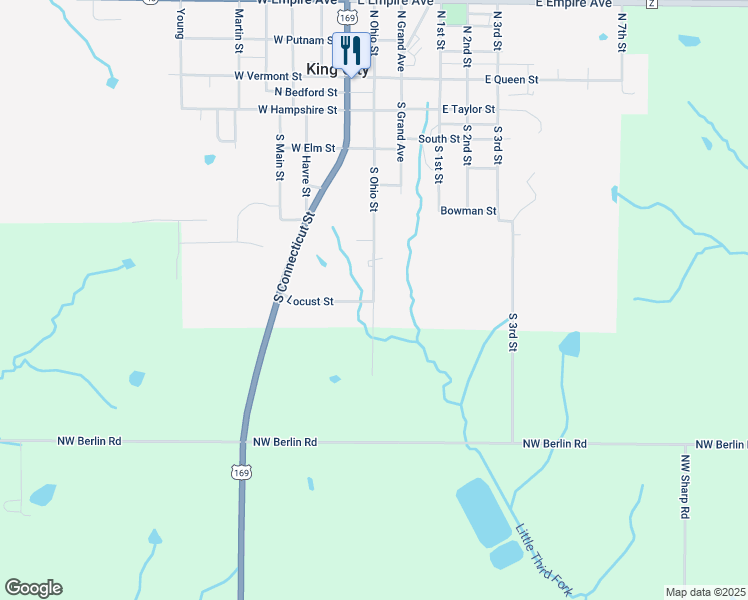 map of restaurants, bars, coffee shops, grocery stores, and more near 610 South Ohio Street in King City