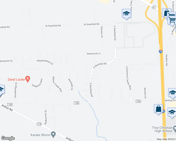 map of restaurants, bars, coffee shops, grocery stores, and more near 930 Jasmine Drive in Troy