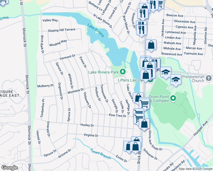 map of restaurants, bars, coffee shops, grocery stores, and more near 352 Georgia Drive in Brick Township
