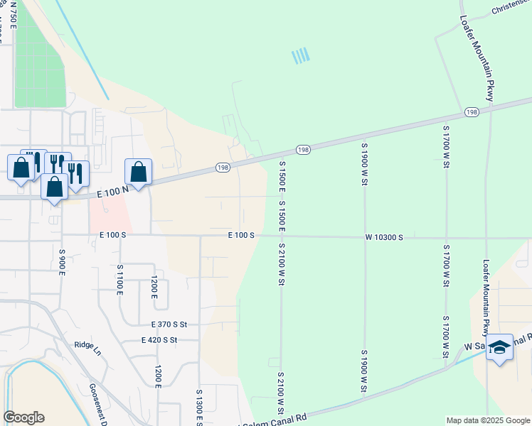 map of restaurants, bars, coffee shops, grocery stores, and more near 1461 East 100 South in Payson
