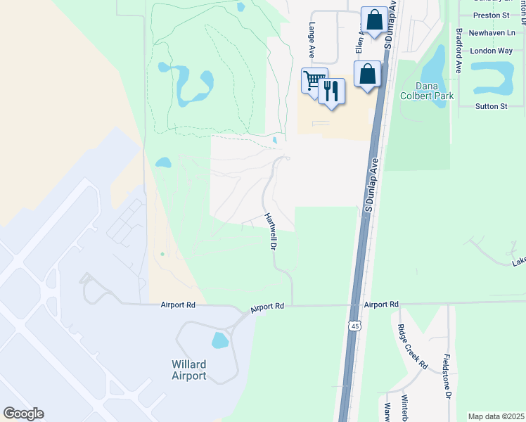 map of restaurants, bars, coffee shops, grocery stores, and more near 805 Hartwell Drive in Savoy