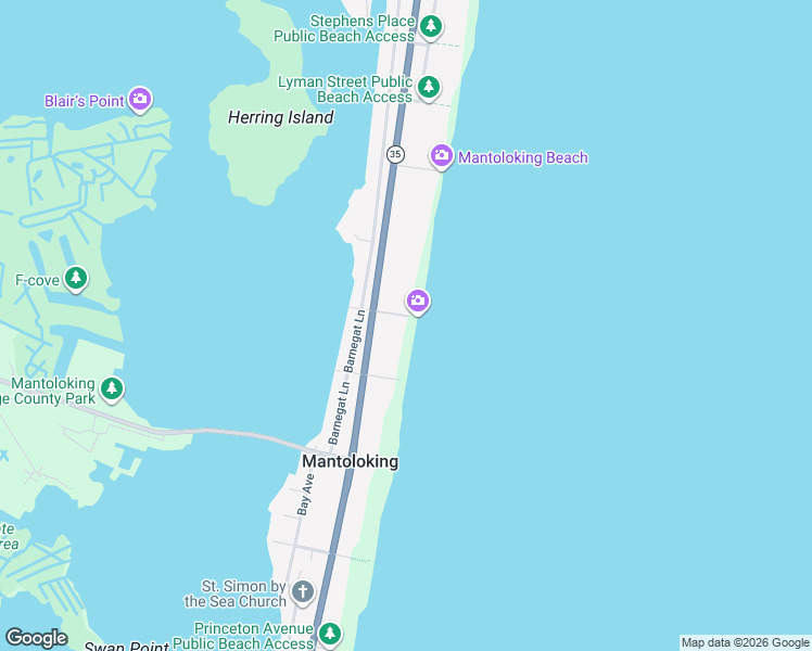 map of restaurants, bars, coffee shops, grocery stores, and more near 1087 Ocean Avenue in Mantoloking