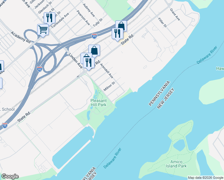 map of restaurants, bars, coffee shops, grocery stores, and more near 9224 Germania Street in Philadelphia